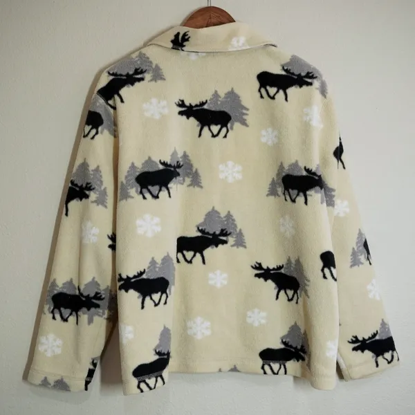 Vintage Cabin Creek Moose Fleece Jacket Women's Size Large Cabincore Rustic - Image 5