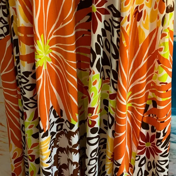 Unbranded Orange & Yellow Sleeveless Floral Maxi Dress Size LG - Image 6