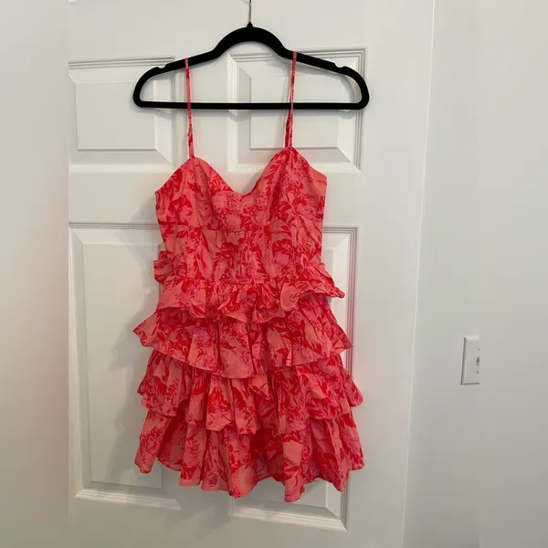 Olivaceous Vibrant Pink Floral Dress - Image 3