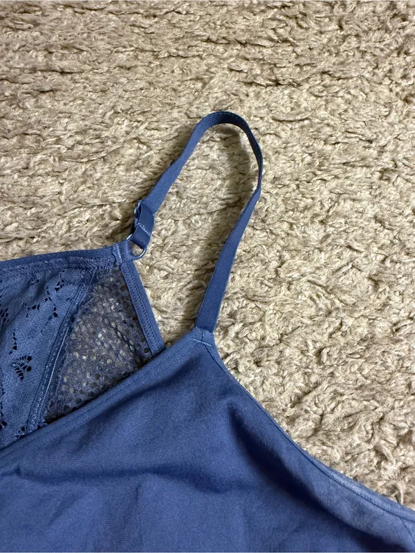 Cacique Cornflower Blue Lace X Crossover Back Bralette - size 14/16 - Image 2