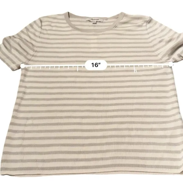 Madewell Micro-Rib Short Sleeve Striped Sweater Tee in‎ Monument Sz M NEW - Image 8