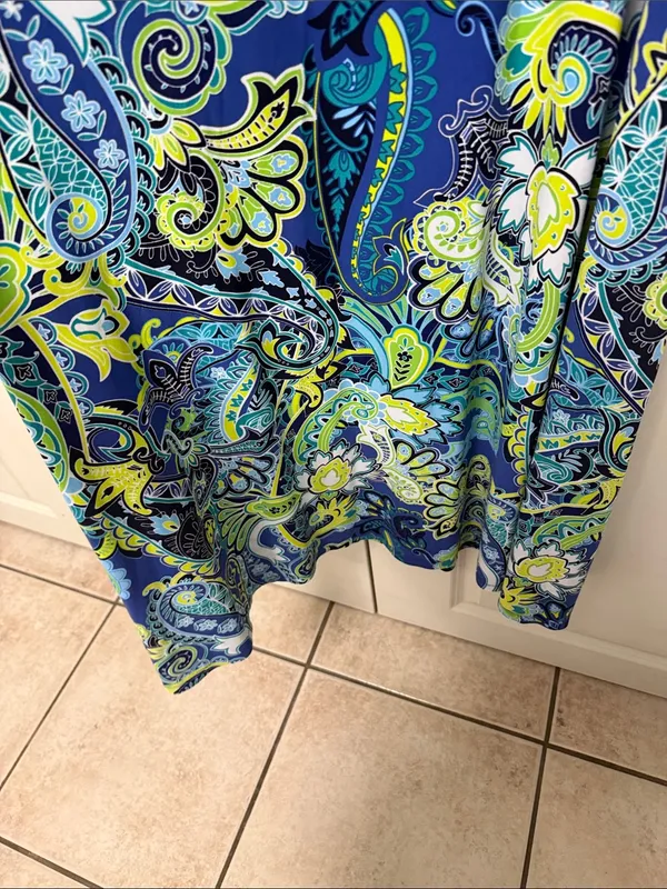 Attitudes by Renee Blue & Green Paisley Off-Shoulder Maxi - Image 4