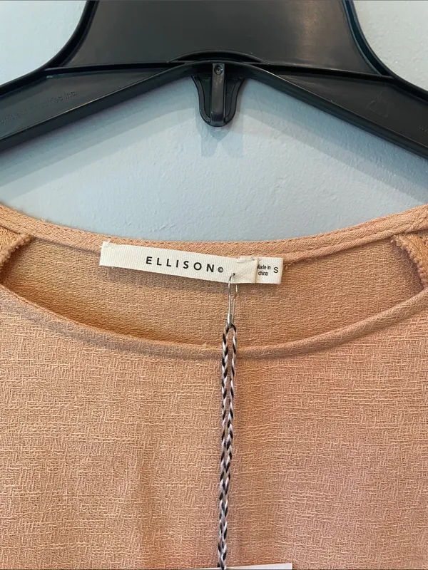 Ellison brand Short Sleeve linen blend Camel color dress new - Image 2