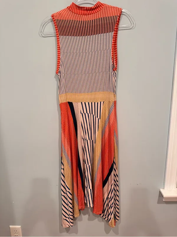 Anthropologie Maeve Cleary Striped Mock Neck Jersey Midi Dress S - Image 6
