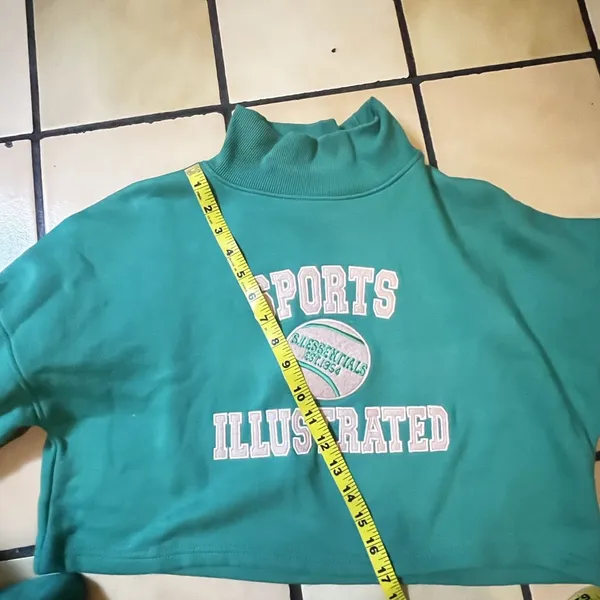 Nasty Gal X Sports Illustrated Sweater Sz 2 Cropped Green Embroidered Athletic - Image 7