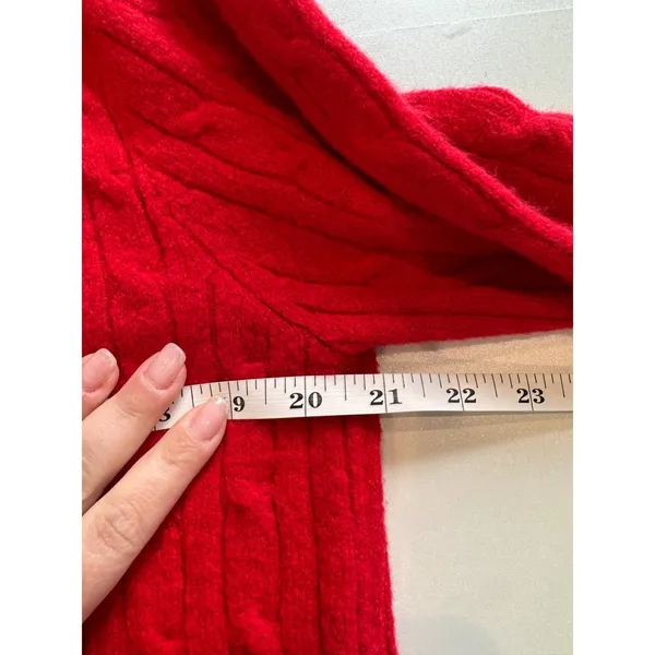 J Crew Cable Knit‎ Wool Sweater Womens Size S Red Holiday Cozy Winter Classic - Image 4
