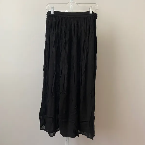 Mamta Boho Flowy Beachy Relaxed Shabby Maxi Skirt One Size Black - Image 8