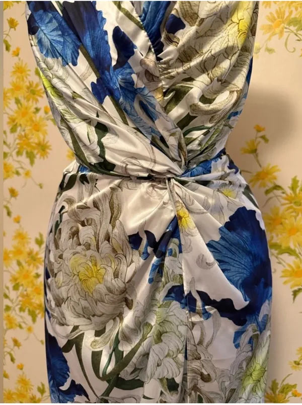 Luxxel NWT Strapless Blue Floral Maxi Dress size L - Image 6