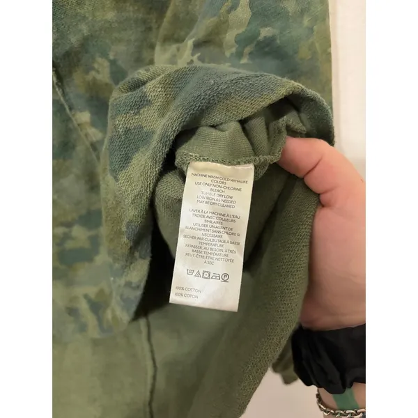Anthropologie Pilcro Reworked Camo Sweatshirt Popover V-Neck Cropped Oversized - Image 7