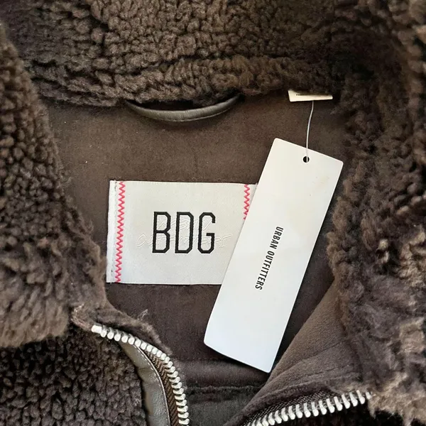 NWT BDG Taylor Piled Fleece Aviator Jacket Brown - Image 5