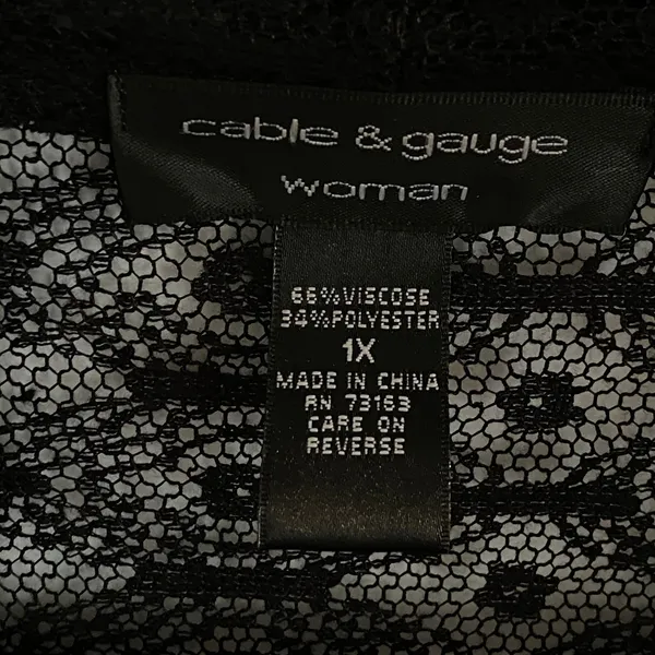 Cable Gauge Woman 1X Black Lace Duster Cardigan‎ Open Front Grandmacore Grunge - Image 3