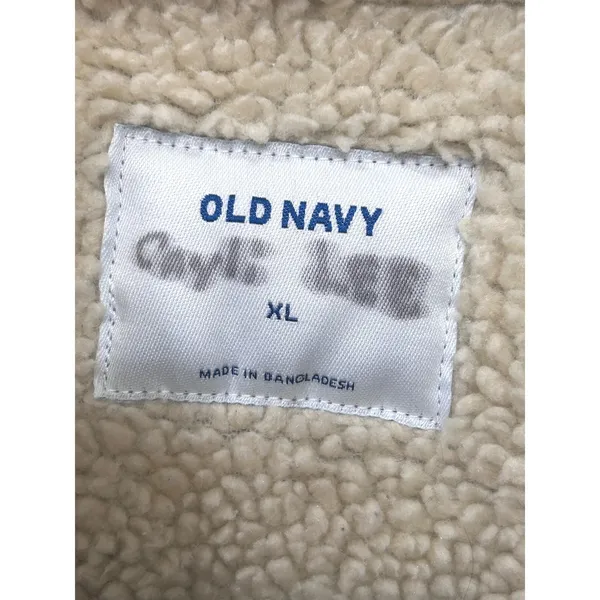 Old Navy Womens Sherpa Lined Denim Trucker Farm Ranch Chore Jacket Cotton XL - Image 3