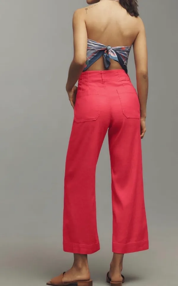 Anthropologie Maeve The Colette Wide-Leg Cropped Linen Pants, Size 29 - Image 4
