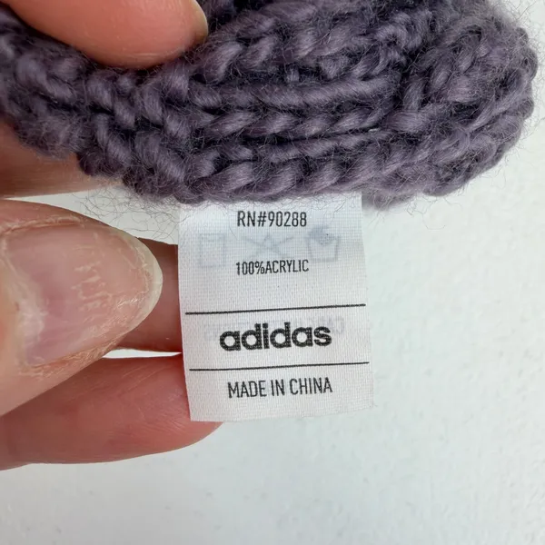 Adidas OSFM Beanie Hat Cable Knit Logo Patch Acrylic Purple‎ Gorpcore Outdoor - Image 7