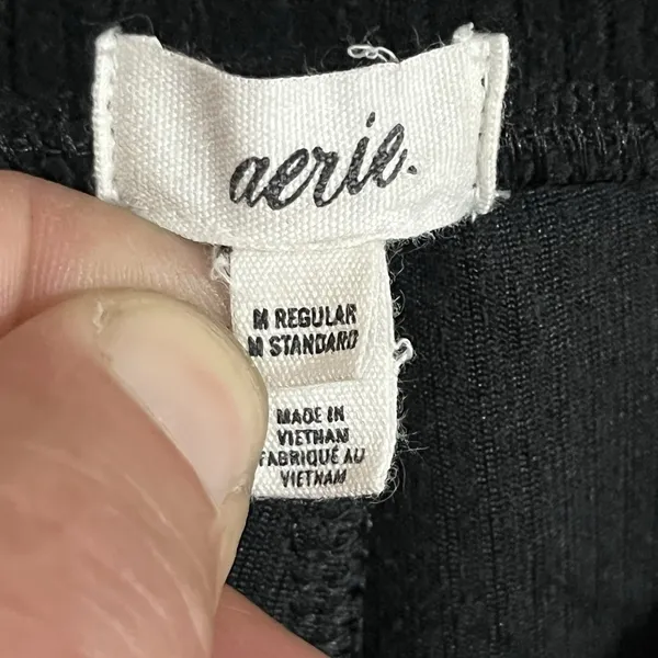 Aerie Women's Black Ribbed Flare Leggings Size‎ Medium Regular Loungewear - Image 6