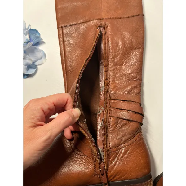 Lauren Ralph Lauren Sonya Cognac Brown‎ Leather Riding Boots Women 6B 802143440 - Image 8