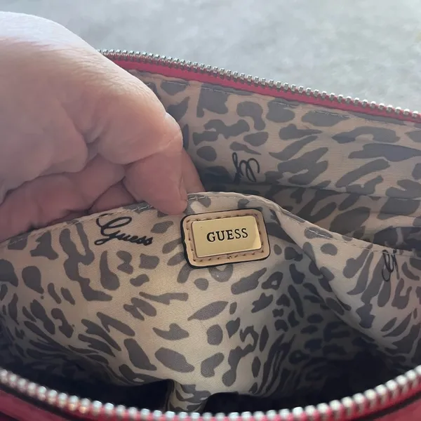 Guess Cherry Red Snake Embossed Satchel Y2K Glam Statement Handbag - Image 13