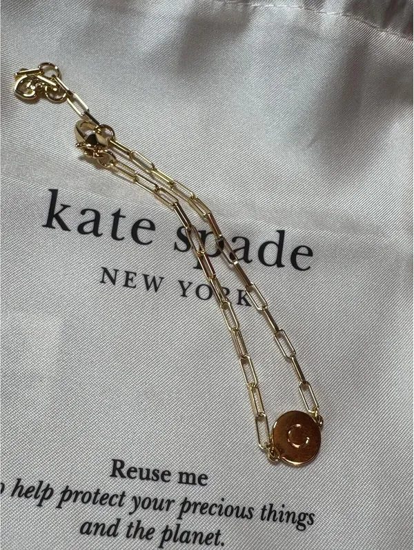 Kate Spade New York Gold-Tone Paperclip C Initial Bracelet - Image 5