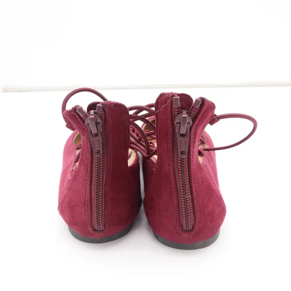 Report Flats Womens 7.5 Bell Burgundy Lace Up Pointed Toe Faux Suede Excellent - Image 7
