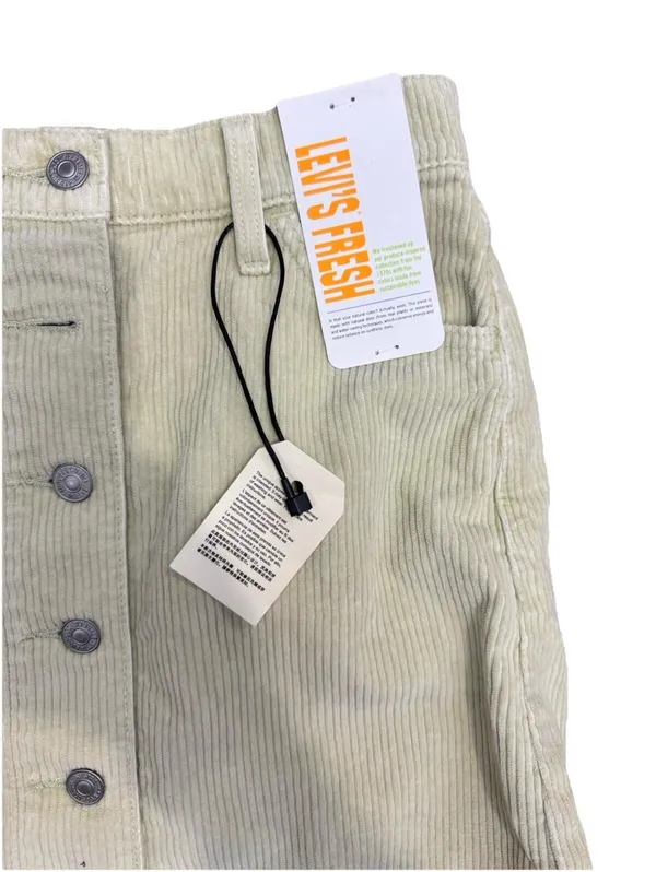 (RFB2) Levis Fresh Premium Corduroy Mini Skirt Size 26 Cream/Sage NWT Button Fly - Image 2