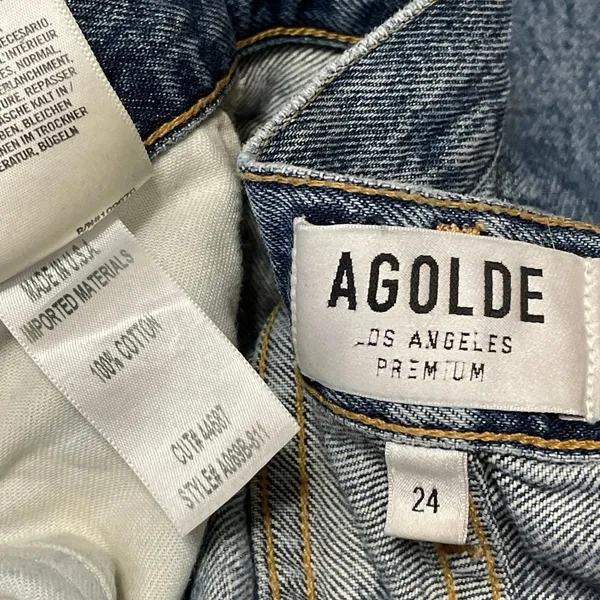 AGOLDE Women's High Rise Medium Wash Relaxed Straight Leg Denim Jeans Pants 24 - Image 4