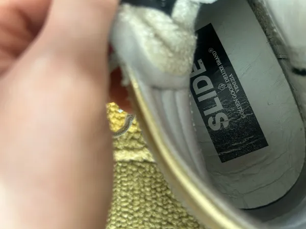 Golden Goose Slide High Top Sneakers Shoes Gold Sequins Star Leather US Size 7 - Image 6