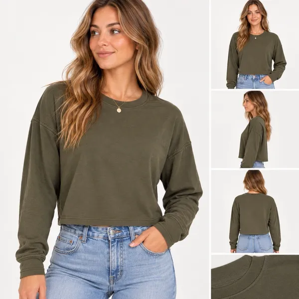 mwl madewell cropped sweatshirt dark green xs - Image 2