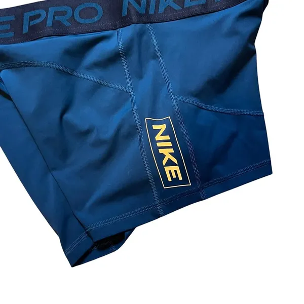 Nike Pro Dri-Fit Mid Rise 3" Teal Tight Shorts. Women's Size XL - Image 3