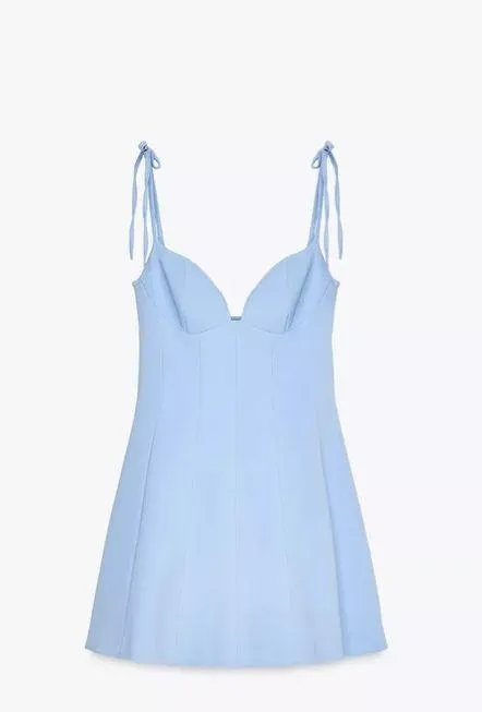 Zara dress mini corset bows baby blue wedding evening party cocktail - Image 12