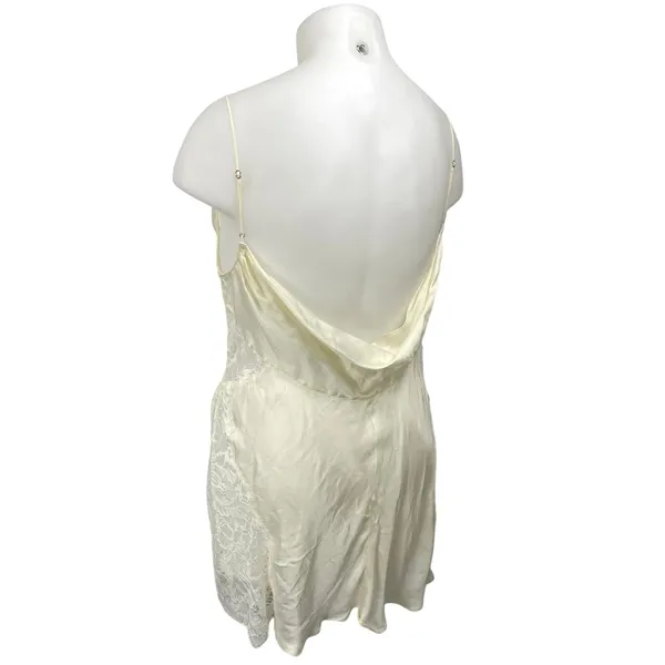 For Love & Lemons Cream Silk Satin Sleeveless Lace Cowl Cami Tank Mini Dress XL - Image 2