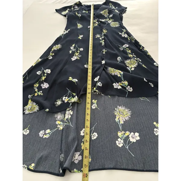 Free People Lost in You Navy Floral Midi Dress Hi Low Size M Western Romantic - Image 4