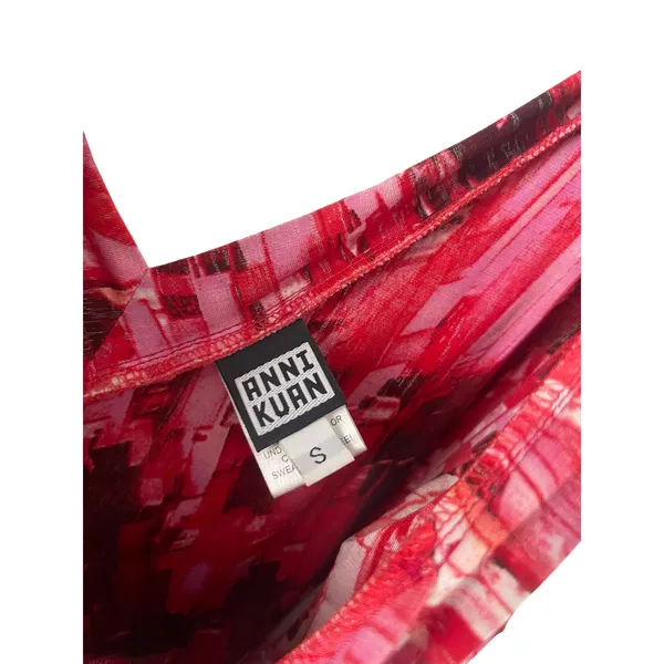 Anni Kuan Y2k Designer Women's Size Small Red Pink Abstract‎ Mini Dress - Image 5