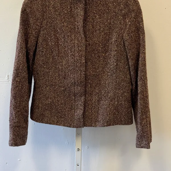 Vintage Philippe Adec Paris Wool Tweed Blazer Jacket Brown Burgundy Size 12 - Image 5