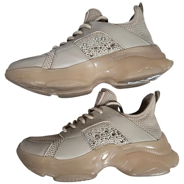 Steve Madden Women's Vance Beige‎ Rhinestone Chunky Sole Sneakers Shoes Size 6.5 - Image 4