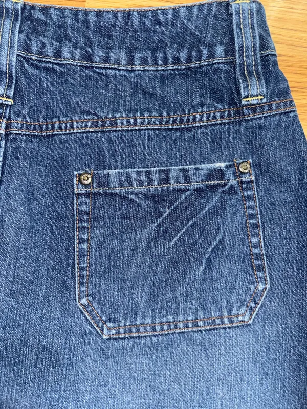 Cato Long Denim Skirt Women’s Size 6 Dark Wash Distressed Raw Hem Fringe Slit - Image 10