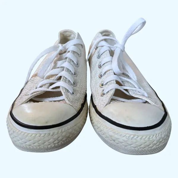 Converse All Star Textured White‎ Sneakers Women's Sz 8 - Image 4