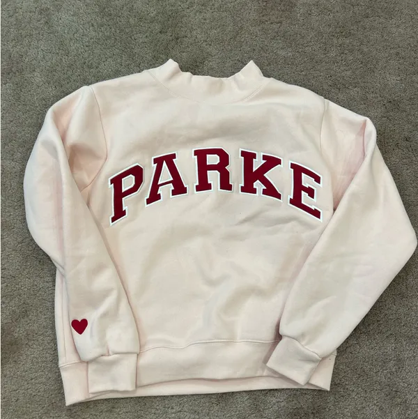 PARKE Varsity Mockneck Sweatshirt Peony and Crimson Valentines Day s/m - Image 2