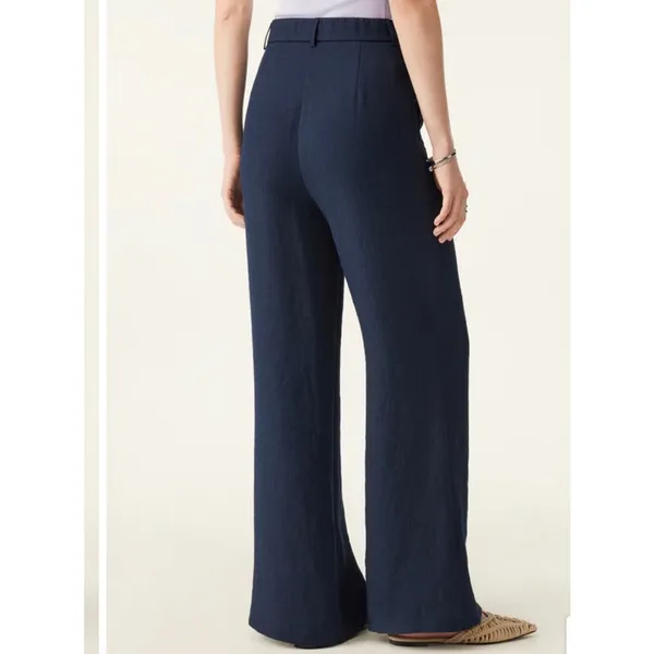 OGL European Linen Like Mid Rise Flared Pant with Pockets Black Small S NEW - Image 3