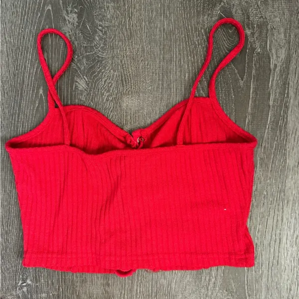Red lace up crop top Size M - Image 2