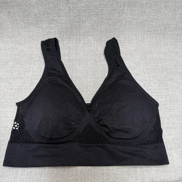 2 Pack Wireless Black Seamless Sports‎ Bras Size Large Mesh Back Bralette Set - Image 2