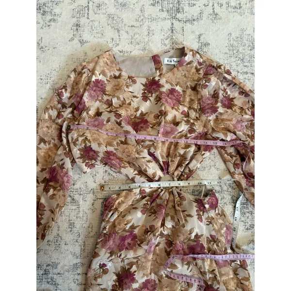 En Saison Lissandra Midi Dress Pink Floral Size Small NWT Long Sleeve Cut Out - Image 7
