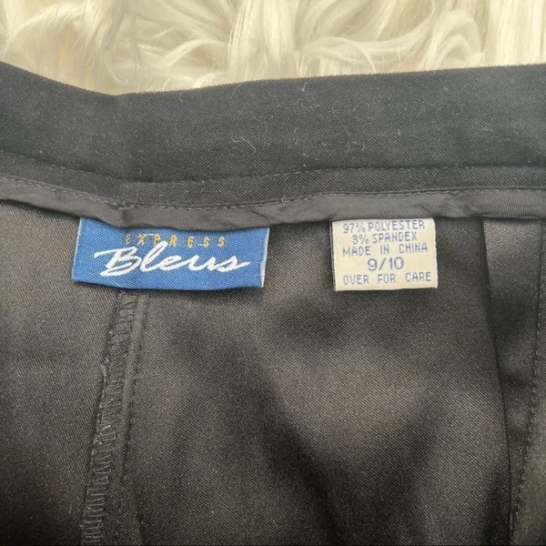 Vintage Express Blues Women's Sz 9/10 Straight Leg Pant Black Faux Suede Stretch - Image 6