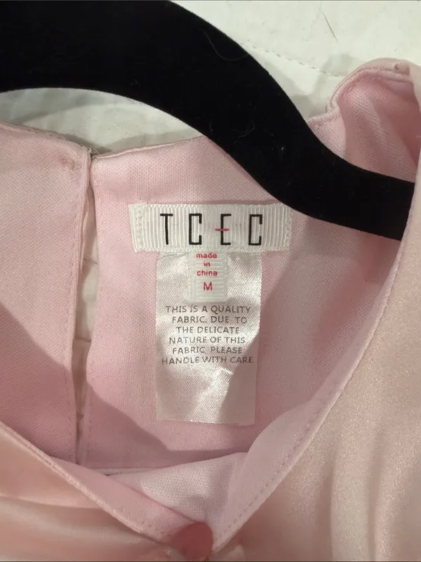 TCEC Pale Pink Satin Elastic-Hem Sleeveless Camisole - Image 2