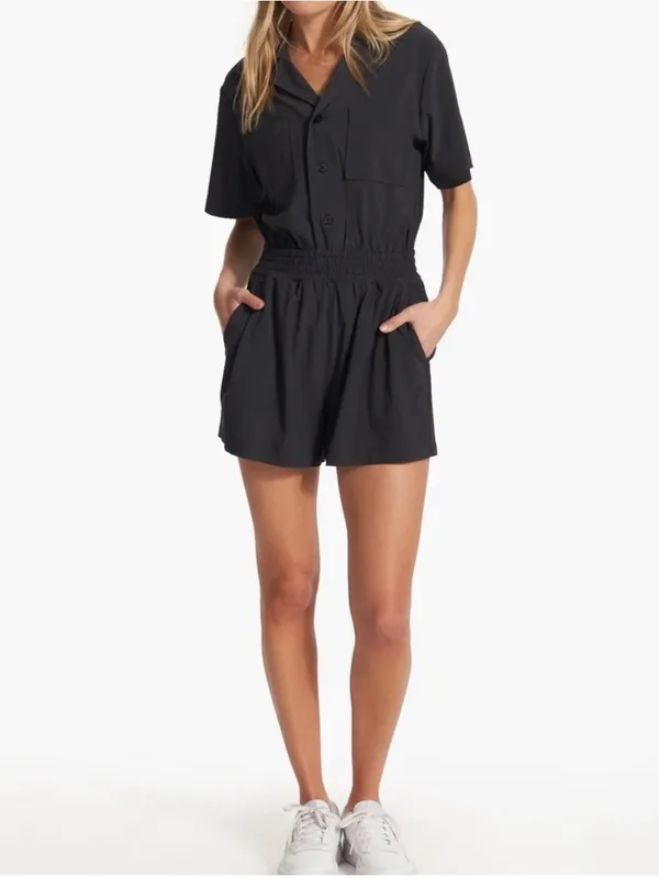 Vuori Villa Romper Small Black Short Sleeve Utility Athleisure Outdoors Lounge - Image 2