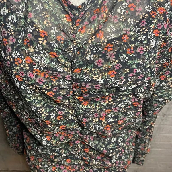 Lush Clothing Dark Floral‎ Ruched Long Sleeve Back Zip Mini Dress Size XL - Image 2