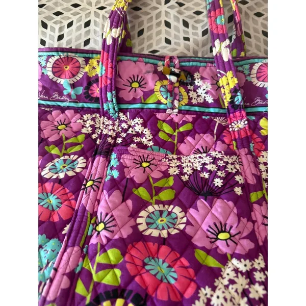 Vera‎ Bradley Y2k Plum Petals Quilted Cotton Tote Bag Purple Floral Butterfly - Image 2