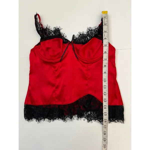 sophie b. Cherry Red/Black Satin Lace Intimates Corset Top Sz M Women - Image 5