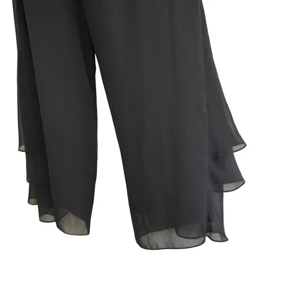 Alex Evenings Black Chiffon Wide Leg Tiered Ruffle Hem Dress Pants Gala‎ Formal - Image 9