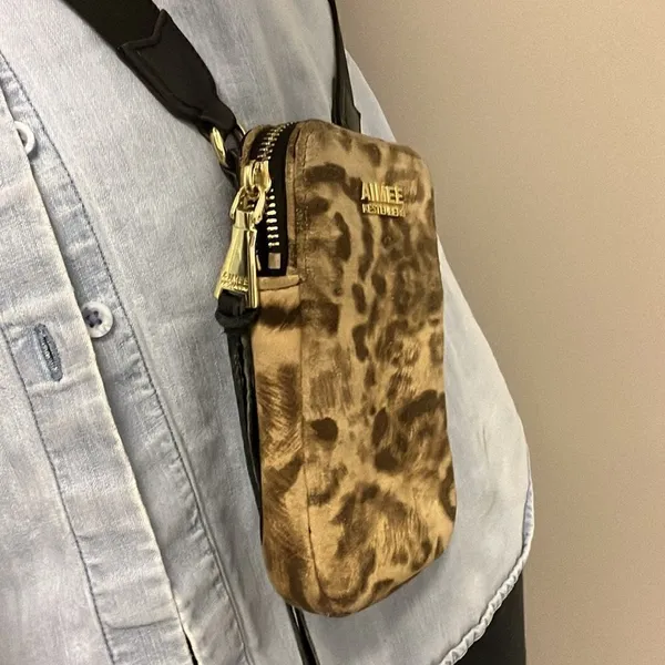 Aimee Kestenberg Animal Print Leather Just Saying Stadium Wallet Mini Crossbody - Image 15