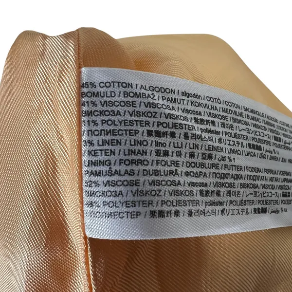 Mango Textured Woven Mini Skirt Solid Peach Preppy Cotton Linen Blend Size M - Image 6